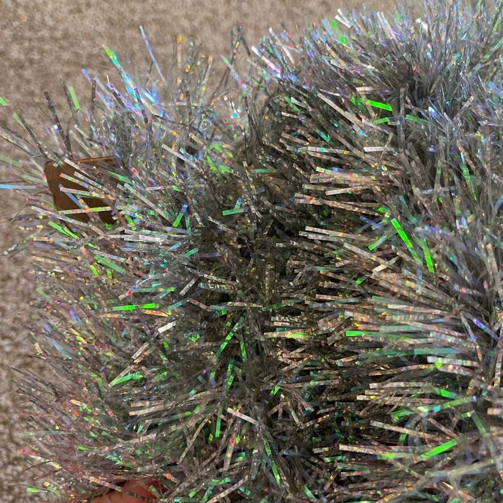 Vtg iridescent Double Glo Color Tinsel silver Garland 32' Christmas Tree‎